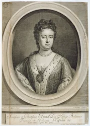 Königin Anne (1665-1714), graviert von George Vertue (1684-1756), 1702
